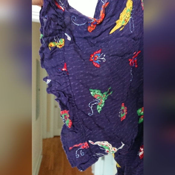 Anthropologie Maeve navy blue and colorful butterfly Blouse size M - Picture 9 of 12